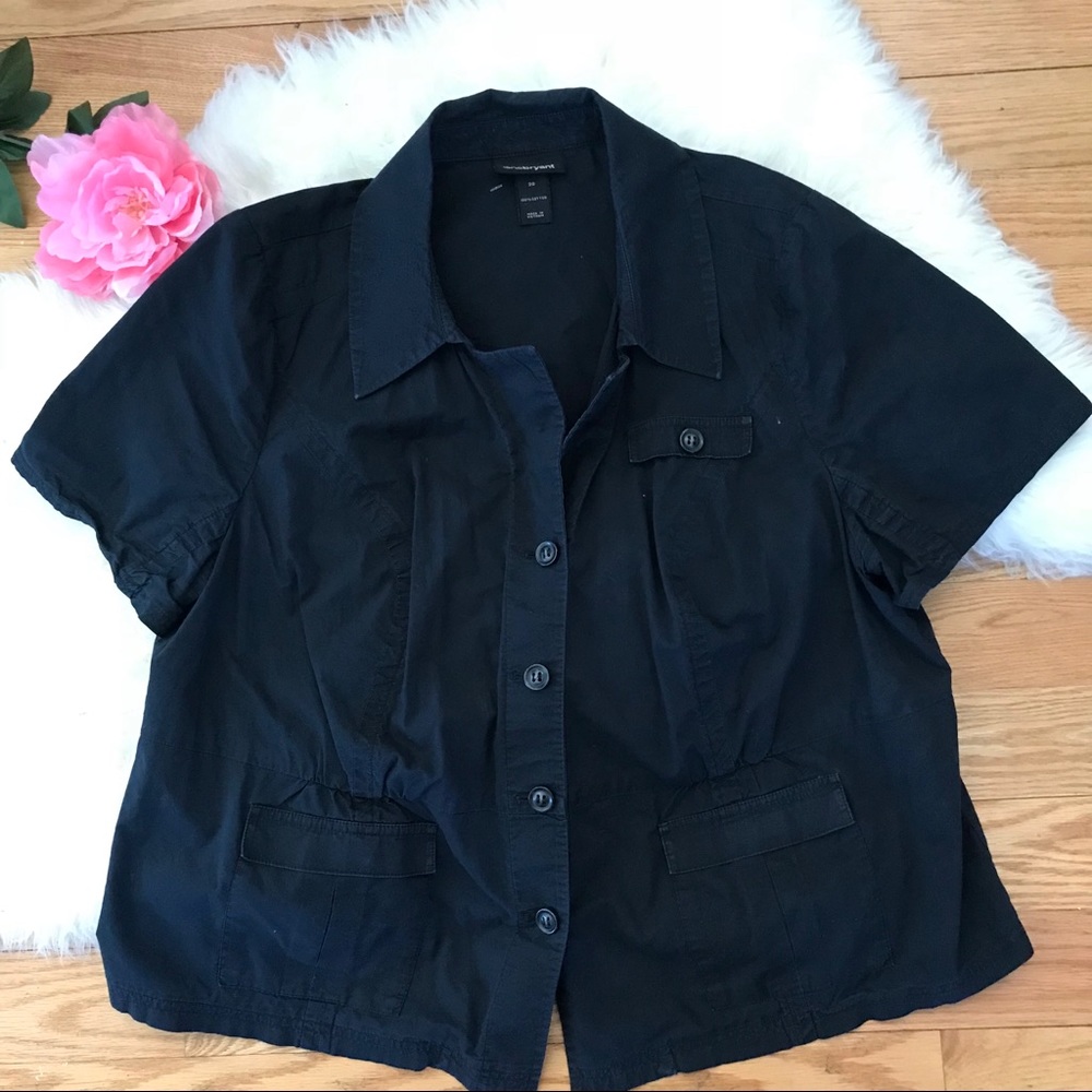 Lane Bryant black button down shirt